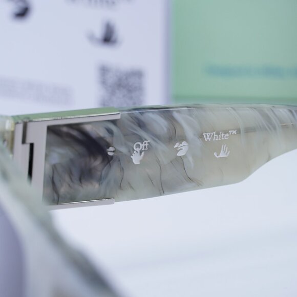 Off-White OERI060 AF LEONARDO 0807 Square Sunglasses – Marble/Dark Grey - Picture 8 of 12